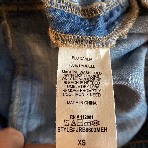 Blu Dahlia Ruffle Waist Shorts Casual Boho Lyocell Cotton Tie-Front Womens XS - Picture 10 of 10